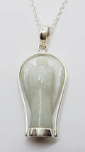 Sterling Silver Aventurine Carved Angel Pendant on Silver Chain