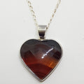 Sterling Silver Red Agate Heart Pendant on Silver Chain