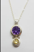 Sterling Silver Amethyst &amp; Citrine Pendant on Silver Chain