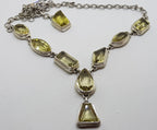 Sterling Silver Odd Shapes Citrine Nine Stone Drop Necklace