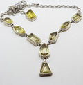 Sterling Silver Odd Shapes Citrine Nine Stone Drop Necklace