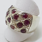 Sterling Silver Ruby Wide Cluster Band Ring