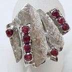 Sterling Silver Large Vintage Ruby Cluster Ring