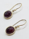 Sterling Silver Ruby Zoisite Oval Drop Earrings