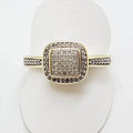 9ct Yellow Gold Square Diamond Cluster Ring
