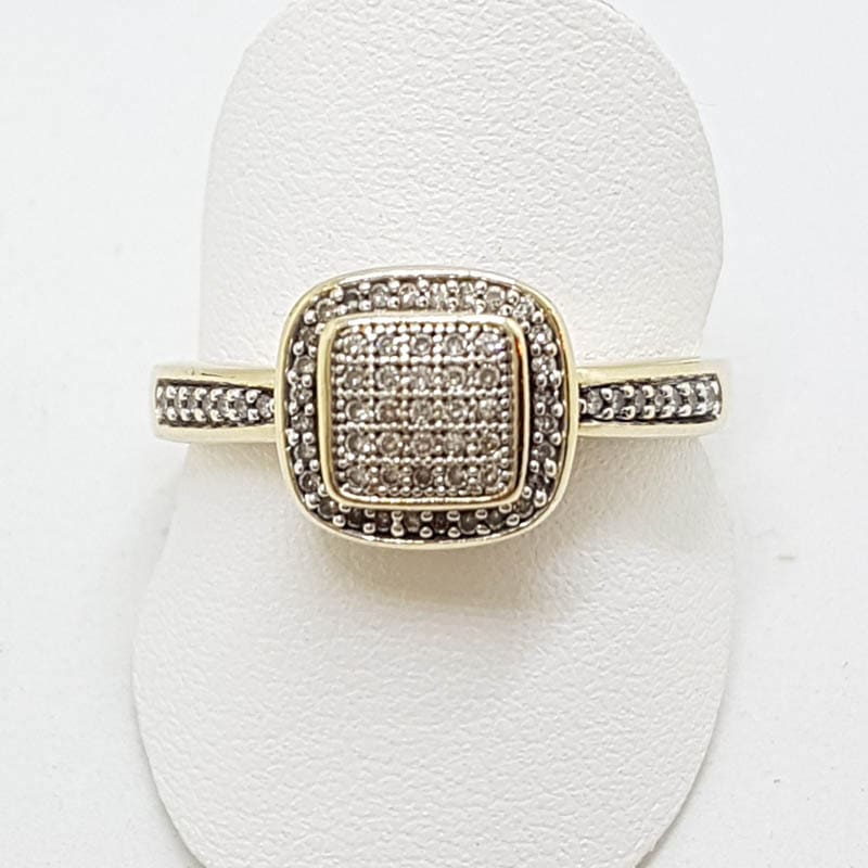 9ct Yellow Gold Square Diamond Cluster Ring