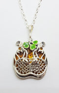 Sterling Silver Baltic Amber &amp; Enamel Hippo Pendant on Chain – Hippopotamus