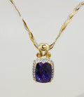 9ct Yellow, Rose &amp; White Gold Twist Chain / Necklace with Created Purple Gemstone and Diamond Pendant - Three Tone