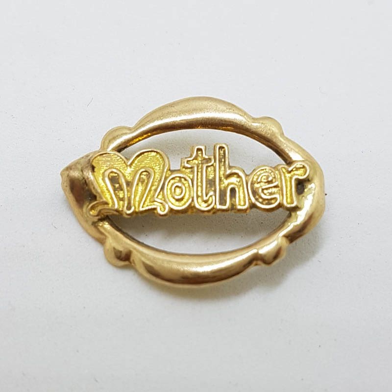 9ct Yellow Gold Oval Mother Brooch - Antique