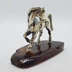 Horse / Equestrian  - Solid Sterling Silver Natural Baltic Amber Small Animal Figurine / Statue / Sculpture