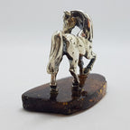 Horse / Equestrian  - Solid Sterling Silver Natural Baltic Amber Small Animal Figurine / Statue / Sculpture