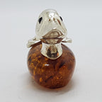 Duck - Solid Sterling Silver Natural Baltic Amber Small Animal Figurine / Statue / Sculpture