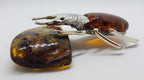 Large Beetle / Stag Beetle - Solid Sterling Silver Natural Baltic Amber Animal Figurine / Statue / Sculpture