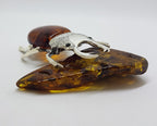 Large Beetle / Stag Beetle - Solid Sterling Silver Natural Baltic Amber Animal Figurine / Statue / Sculpture