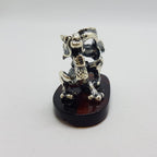 Dragon - Sterling Silver Natural Baltic Amber Small Animal Figurine / Statue / Sculpture