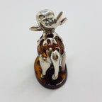 Gorgeous Cow / Bull - Sterling Silver Natural Baltic Amber Animal Figurine / Statue / Sculpture