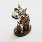 Gorgeous Cow / Bull - Sterling Silver Natural Baltic Amber Animal Figurine / Statue / Sculpture