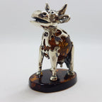 Gorgeous Cow / Bull - Sterling Silver Natural Baltic Amber Animal Figurine / Statue / Sculpture