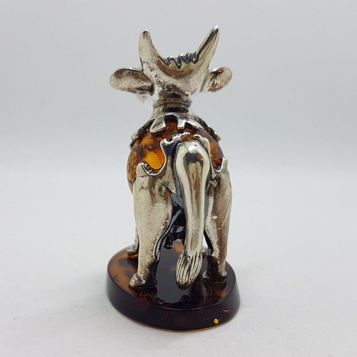Gorgeous Cow / Bull - Sterling Silver Natural Baltic Amber Animal Figurine / Statue / Sculpture