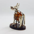 Gorgeous Cow / Bull - Sterling Silver Natural Baltic Amber Animal Figurine / Statue / Sculpture