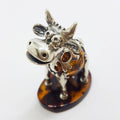 Gorgeous Cow / Bull - Sterling Silver Natural Baltic Amber Animal Figurine / Statue / Sculpture