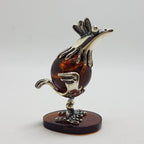 Cute Bird / Rooster / Hen - Sterling Silver Natural Baltic Amber Small Animal Figurine / Statue / Sculpture