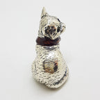 Sitting Cat with Collar and Ball - Sterling Silver Natural Baltic Amber Small Animal Figurine / Statue / Sculpture