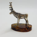 Small Stag / Reindeer / Deer / Moose - Solid Sterling Silver Natural Baltic Amber Small Animal Figurine / Statue / Sculpture