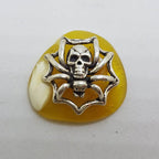 Spider &amp; Skull - Sterling Silver Natural Baltic Butter Amber Small Animal Figurine / Statue / Sculpture