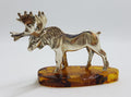 Stag / Reindeer / Deer / Moose - Solid Sterling Silver Natural Baltic Amber Small Animal Figurine / Statue / Sculpture