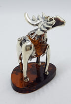 Gorgeous Cow / Bull / Moose - Sterling Silver Natural Baltic Amber Animal Figurine / Statue / Sculpture