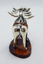 Gorgeous Cow / Bull / Moose - Sterling Silver Natural Baltic Amber Animal Figurine / Statue / Sculpture