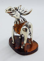 Gorgeous Cow / Bull / Moose - Sterling Silver Natural Baltic Amber Animal Figurine / Statue / Sculpture
