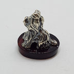 Small Dog / Maltese / Shih Tzu / Silky Terrier – Solid Sterling Silver Natural Baltic Amber Small Animal Figurine / Statue / Sculpture