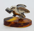 Love Letter Carrying Bird / Pigeon / Dove – Solid Sterling Silver Natural Baltic Amber Small Animal Figurine / Statue / Sculpture