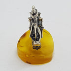 Viking Sailing Ship – Solid Sterling Silver Natural Baltic Butter Amber Small Figurine / Statue / Sculpture