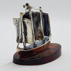 Sailing / Viking Ship / Boat / Yacht – Solid Sterling Silver Natural Baltic Amber Small Figurine / Statue / Sculpture