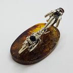 Harley Davidson Motorcycle / Motorbike  – Solid Sterling Silver Natural Baltic Amber Figurine / Statue / Sculpture