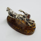 Harley Davidson Motorcycle / Motorbike  – Solid Sterling Silver Natural Baltic Amber Figurine / Statue / Sculpture