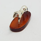 Horse / Equestrian - Solid Sterling Silver Natural Baltic Amber Small Animal Figurine / Statue / Sculpture