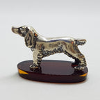 Spaniel Dog - Solid Sterling Silver Natural Baltic Amber Animal Figurine / Statue / Sculpture