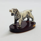 Spaniel Dog - Solid Sterling Silver Natural Baltic Amber Animal Figurine / Statue / Sculpture