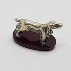 Spaniel Dog - Solid Sterling Silver Natural Baltic Amber Animal Figurine / Statue / Sculpture
