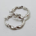 9ct White Gold Twist Hoop Earrings