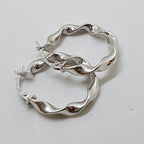 9ct White Gold Twist Hoop Earrings