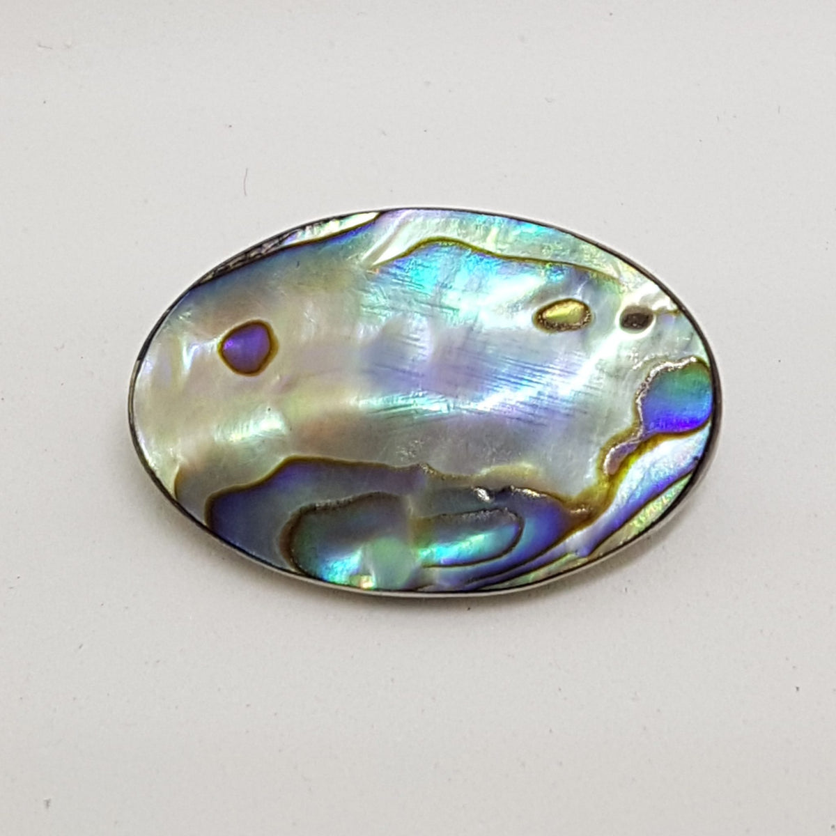 Sterling Silver Vintage Oval Paua Shell Brooch