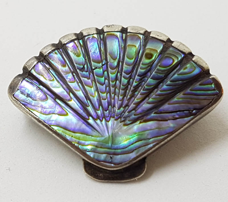 Sterling Silver Vintage Paua Shell Brooch – Fan