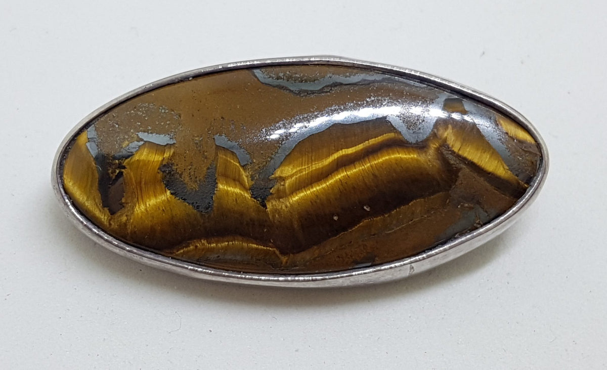 Sterling Silver Tiger Eye Brooch