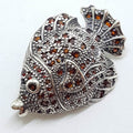 Sterling Silver Large Garnet Fish Brooch