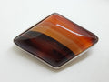 Sterling Silver Diamond Shape Red Agate Brooch